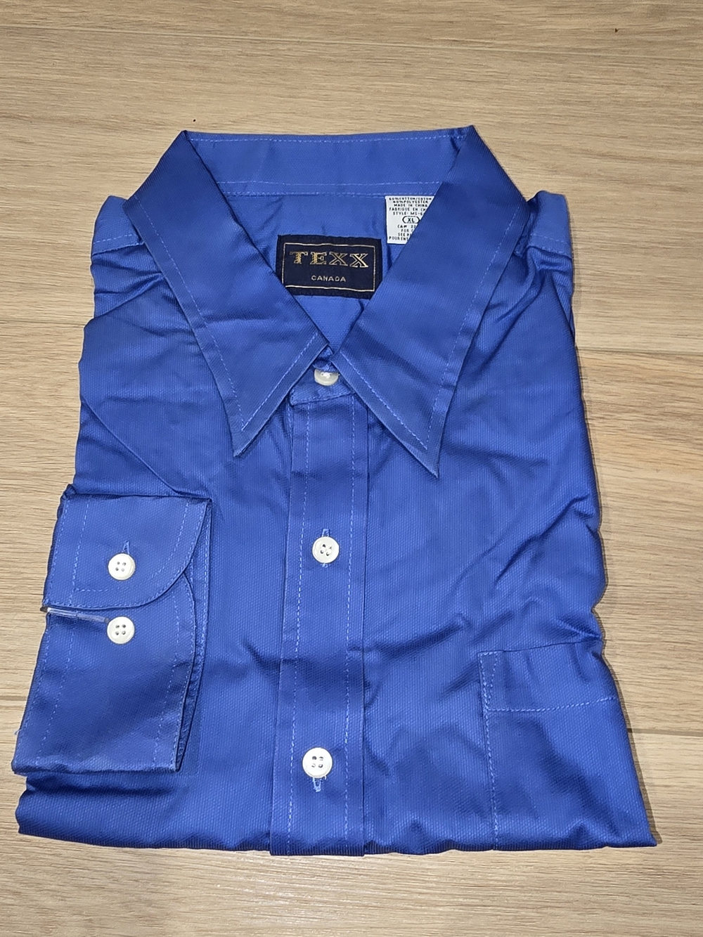 NWT Texx Canada Men's Royal Blue Long Sleeve Button-Down Shirt | Size XL